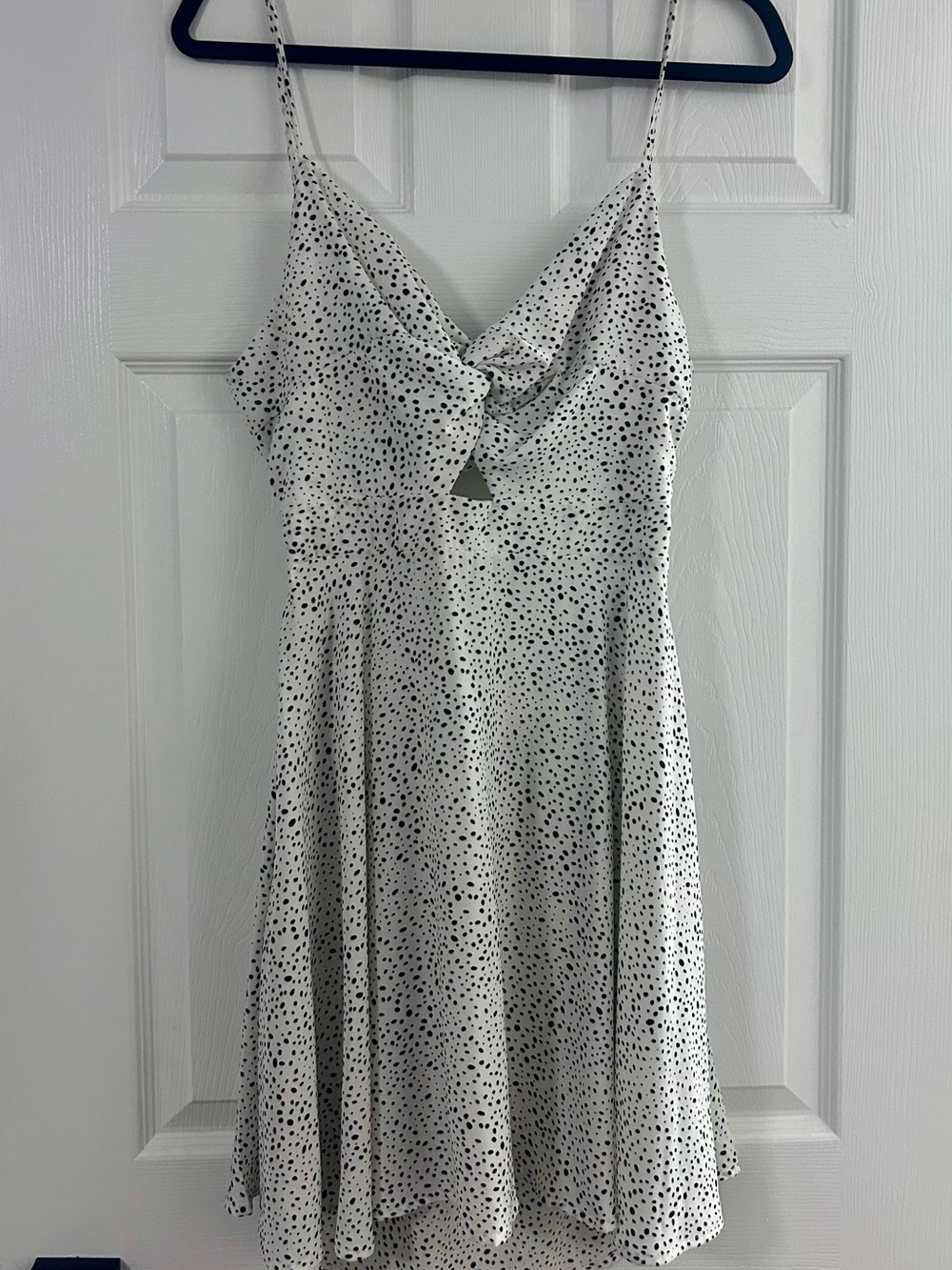 White Spotted Tie-Front Slip Dress